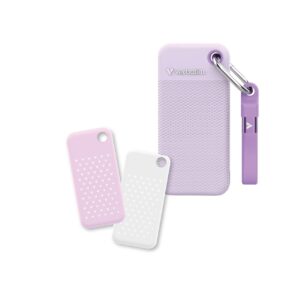 2TB Портативный SSD Verbatim Pocket, Purple with 2 Rubber Sleeves (White & Purple),1000 MB/s
