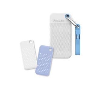 1TB Портативный SSD Verbatim Pocket, White with 2 Rubber Sleeves (White & Light Blue),1000 MB/s