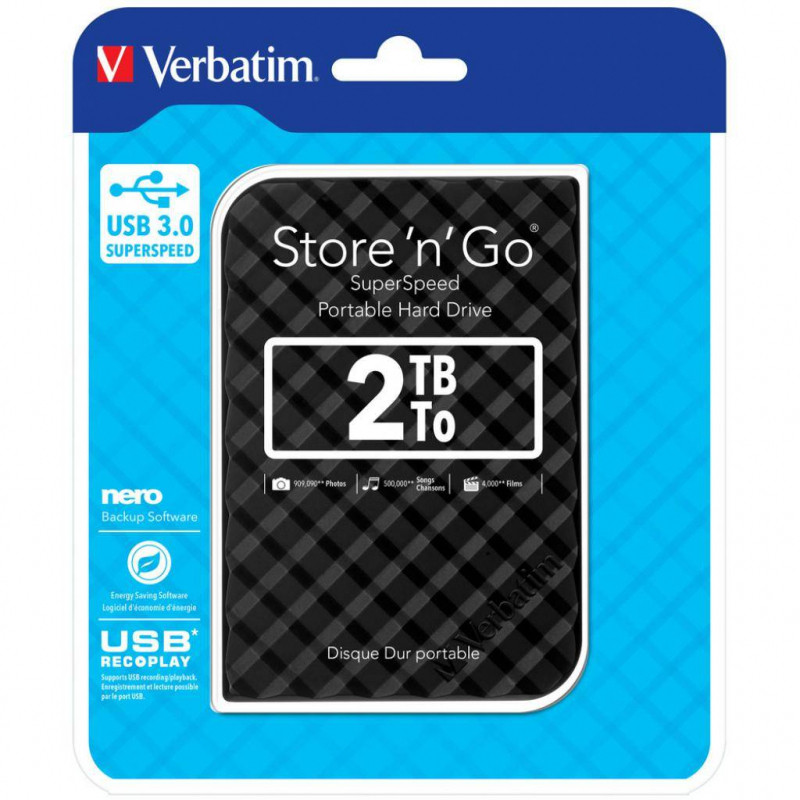 2.5” Внешний HDD Verbatim ”Store 'n' Go” / USB3.0 / 2.0TB / Black — изображение 4