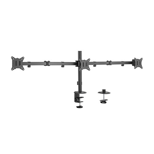 Arm for 3 monitors 17”-27” Gembird MA-D3-01, Adjustable desk 3-display mounting arm (rotate, tilt, swivel), up to 7 kg, VESA 75/100, black