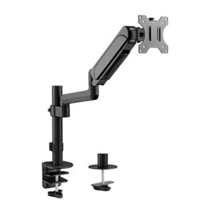 Arm for 1 monitor 17”-32” — Gembird MA-DA1P-01, Adjustable desk display mounting arm, Gas spring 2-9 kg, VESA 75/100, arm rotates, extends and retracts, tilts to change reading angles, and allows to rotate display from landscape-to-portrait mode