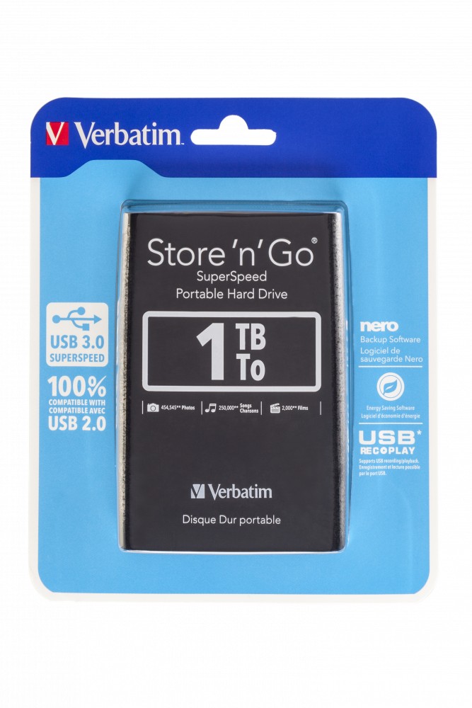 2.5” HDD Extern Verbatim Store 'n' Go G1 / USB3.0 / 1.0TB / Black — изображение 9