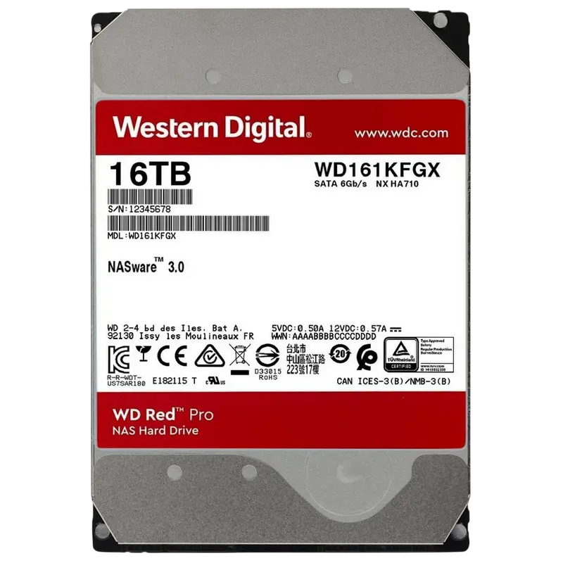 Жесткий диск Western Digital WD Red Pro, 3.5", 16 ТБ