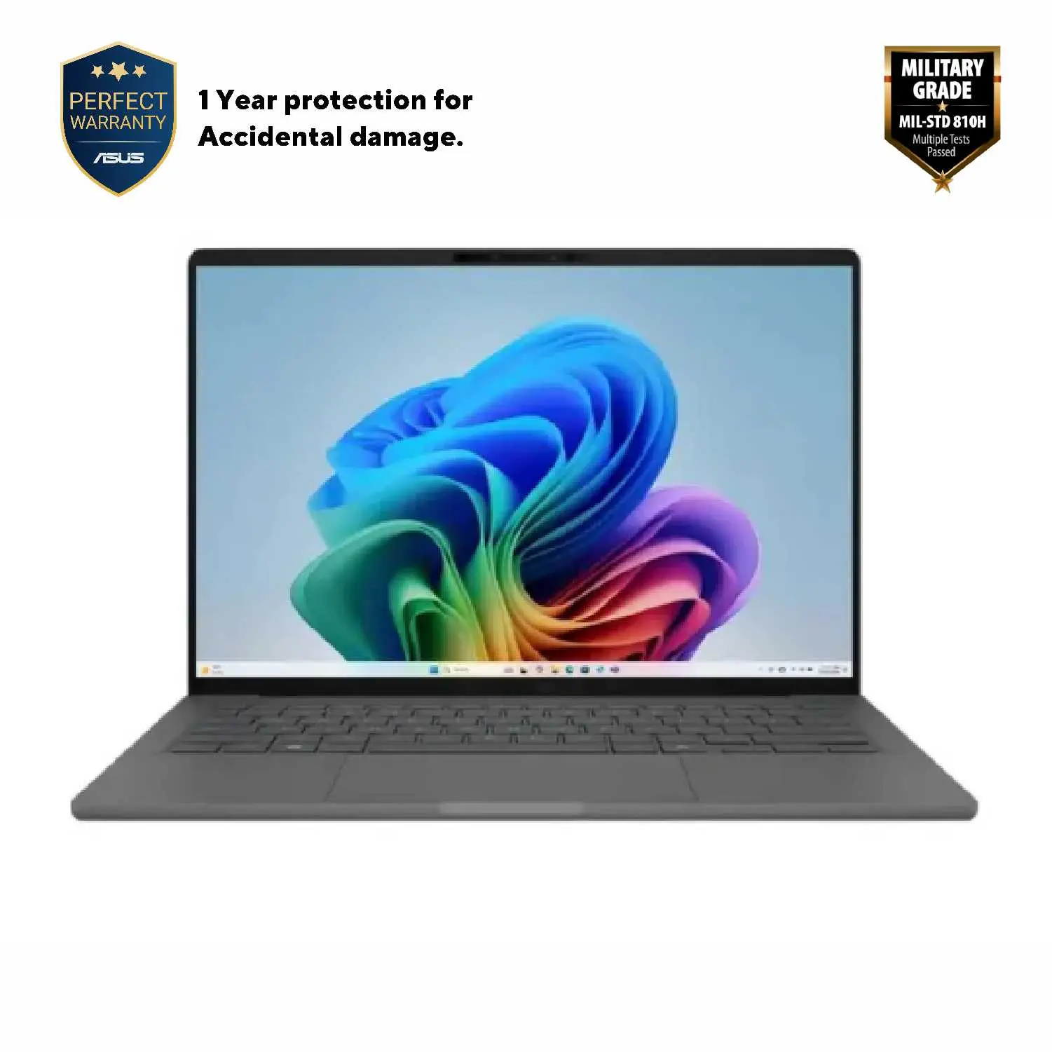 Ноутбук 14" ASUS Zenbook A14 OLED UX3407QA, Iceland Gray, Qualcomm Snapdragon X X1-26-100, 16Гб/512Гб, Windows 11 Home