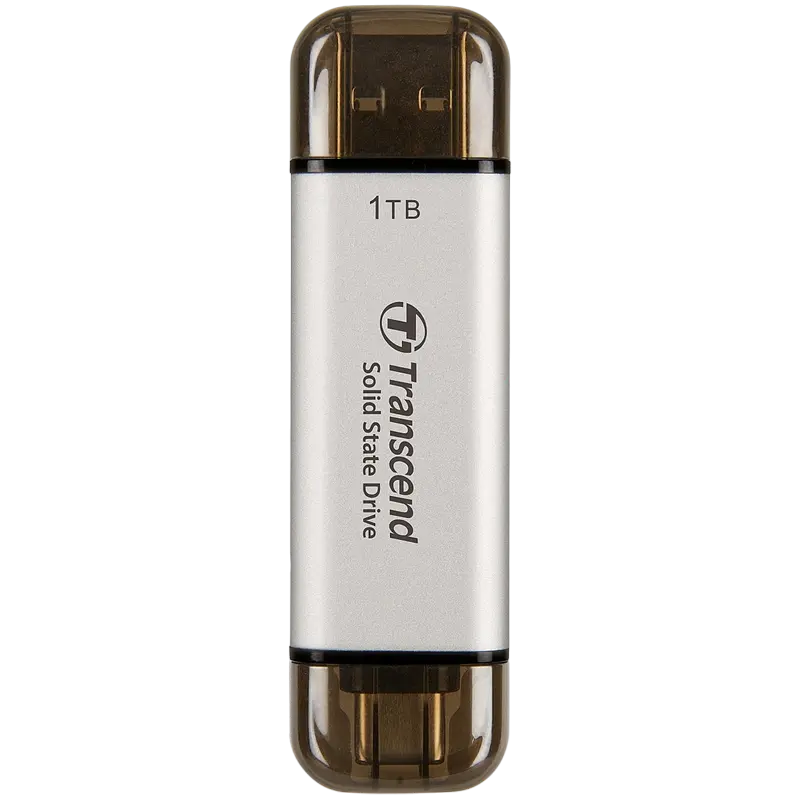 Внешний портативный SSD накопитель Transcend ESD310S, 1 ТБ, Серебристый (TS1TESD310S)