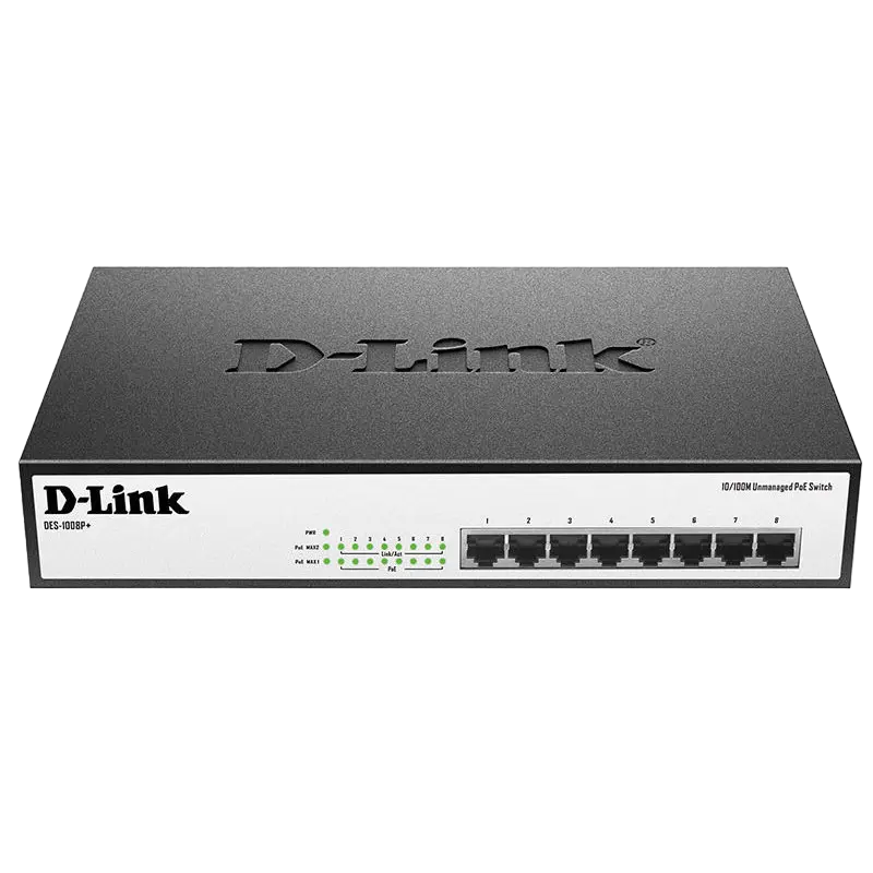 PoE коммутатор D-Link DES-1008P+, 8x IEEE 802.3af/at