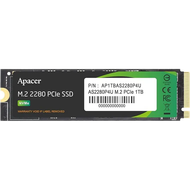 Накопитель SSD Apacer AS2280P4U, 1024Гб, AP1TBAS2280P4U-1