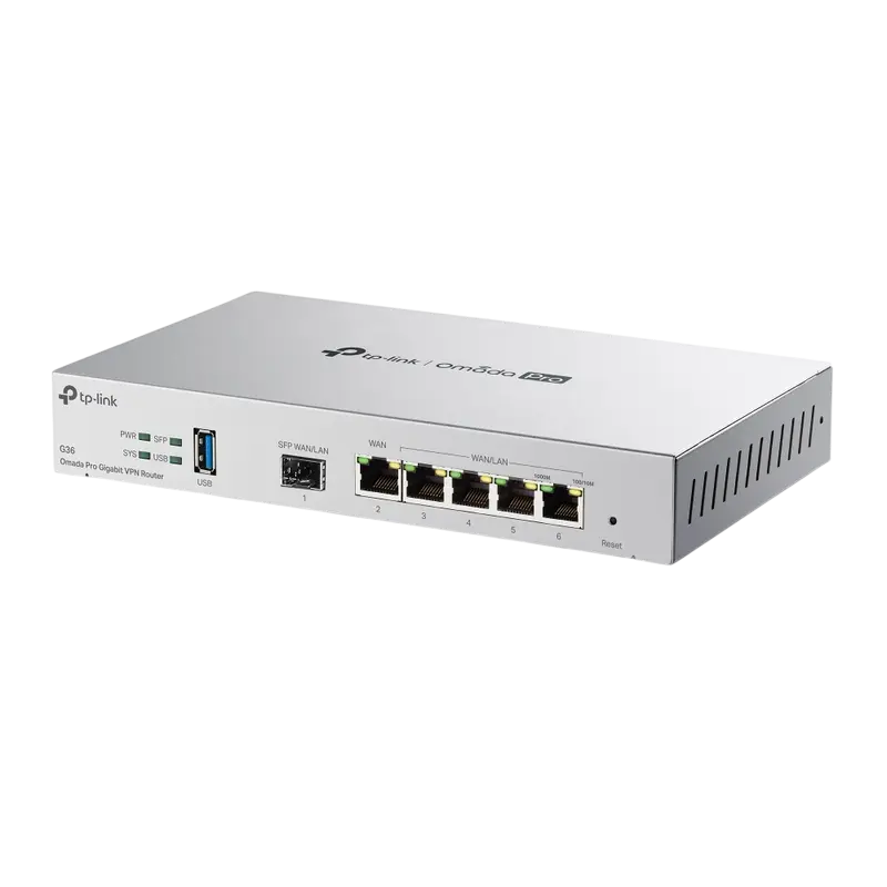 Gigabit Omada Pro VPN Router TP-LINK "G36 ", 4xGbit WAN/LAN, 1x Gbit WAN, 1xGbit SFP LAN/WAN, USB3.0