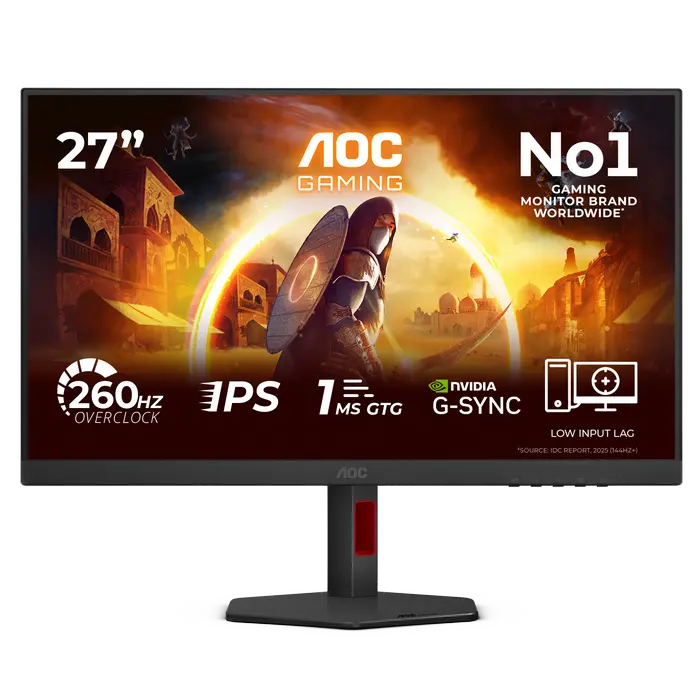 27" AOC 27G4ZR, Black, IPS, 1920x1080, 260Hz, AdaptiveSync, 0.3msMPRT, 300cd, HDR10 ,HDMI+DP, Pivot