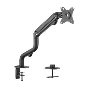 Arm for 1 monitor 17”-32” — Gembird MA-DA1-02, Adjustable desk display mounting arm, Gas spring 2-8kg, VESA 75/100, arm rotates, extends and retracts, tilts to change reading angles, and allows to rotate display from landscape-to-portrait mode