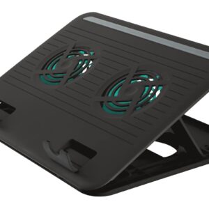 Trust  Cyclone, Notebook Cooling Pad up to 16”, 2 silent cooling fans, 8 step height-adjustable, Black