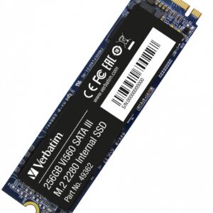 M.2 SATA SSD 256GB  Verbatim Vi560 S3, SATA 6Gb/s, M.2 Type 2280 form factor, Sequential Reads: 520 MB/s, Sequential Writes: 470 MB/s, Max Random 4k: Read: 102,000 IOPS / Write: 80,000 IOPS, Phison Controller, 3D NAND TLC