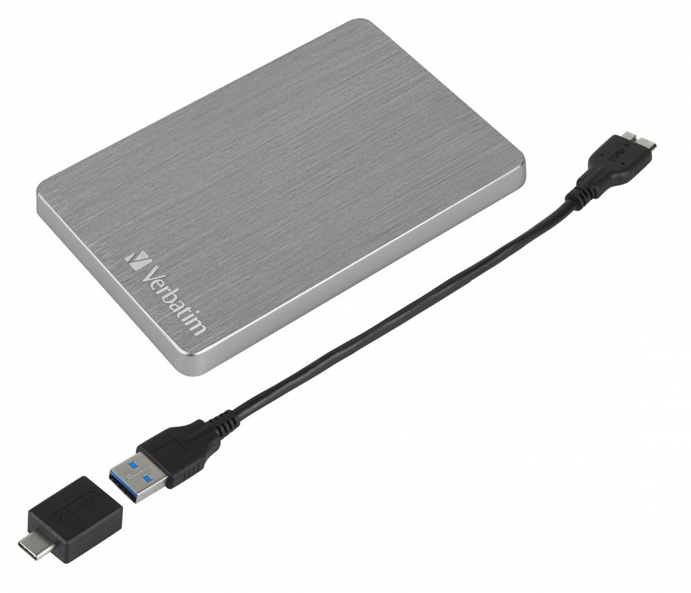 2.5” External HDD 1.0TB (USB3.2) Verbatim Store 'n' Go ALU Slim, Space Grey, Aluminium, Sleek, Slim, Nero Backup Software, Green Button Energy Saving Software — изображение 4