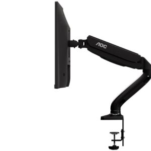 Arm for 1 monitors 13”-31.5” -  AOC AS110D0 Black, Desk Clamp/Grommet, Aluminum structure, Gas spring, Height adjustment, Max.Load: 2-9kg, Tilt: '-90°~+85°, Swivel:180°, Rotation:360°, Hidden cable management, VESA 75/100