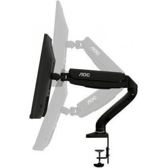 Arm for 1 monitors 13”-31.5” - AOC AS110D0 Black, Desk Clamp/Grommet, Aluminum structure, Gas spring, Height adjustment, Max.Load: 2-9kg, Tilt: '-90°~+85°, Swivel:180°, Rotation:360°, Hidden cable management, VESA 75/100 — изображение 4