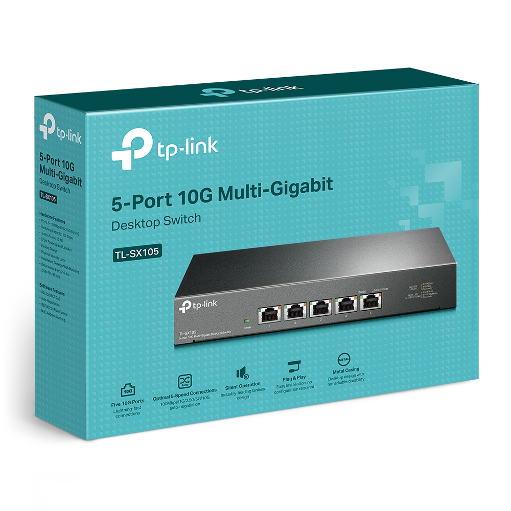 Коммутатор TP-LINK TL-SX105/ 5 port /10Gigabit / RJ45 / steel case — изображение 5