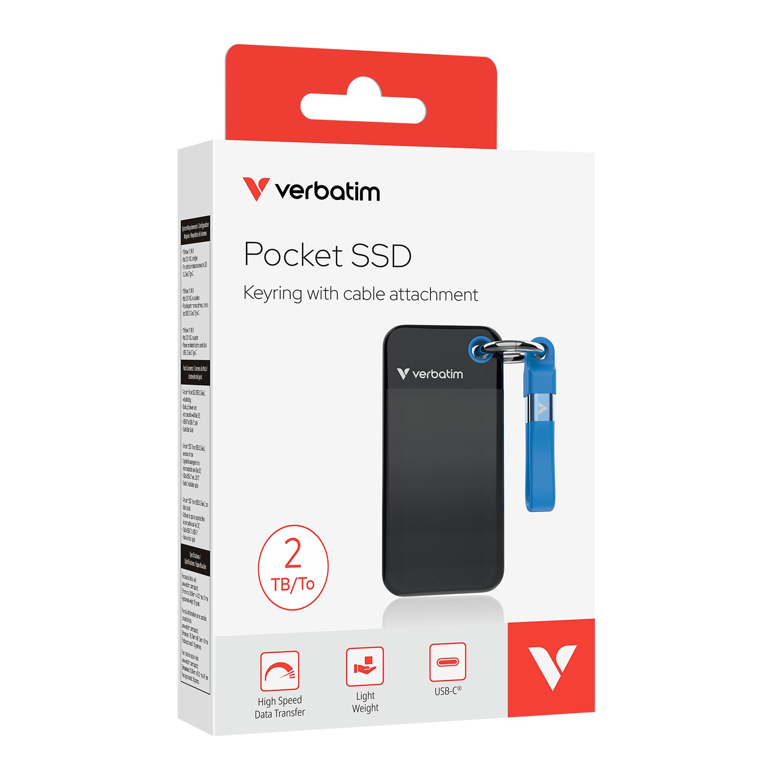 M.2 Внешний SSD Verbatim Pocket / 2TB / USB 3.2 Gen 2 / Black/Blue — изображение 3