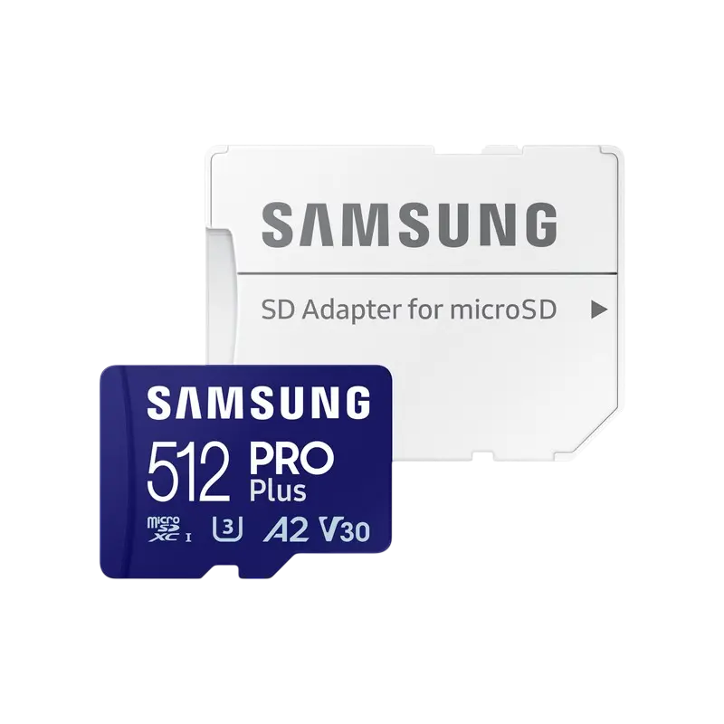 .512GB MicroSD (Class 10) UHS-I (U3) +SD adapter, Samsung PRO Plus «MB-MD512SA»…