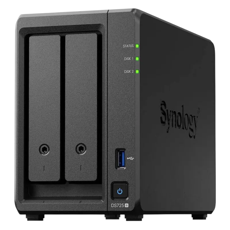 SYNOLOGY "DS725neo+", 2-bay, AMD Ryzen 2-core 2.6-3.1Ghz, 1x4Gb non-ECC+1Slot, 1x2.5GbE, 1x1GbE, 2x