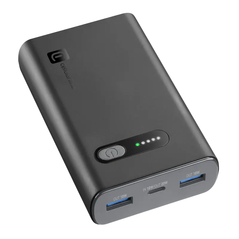 Портативное зарядное устройство Cellularline Fast PD 20Вт, 10000мА·ч, Чёрный