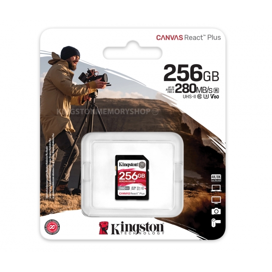 Карта памяти SD 256GB V60 Kingston Canvas React Plus, 280MB/s, UHS-II
